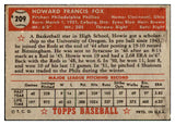 1952 Topps Baseball #209 Howie Fox Phillies Good 452404