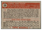 1952 Topps Baseball #210 Dick Fowler A's Good 452405