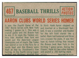 1959 Topps Baseball #467 Hank Aaron IA Braves VG-EX 452726