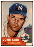 1953 Topps Baseball #119 Johnny Sain Yankees Fair holes 453246