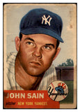 1953 Topps Baseball #119 Johnny Sain Yankees Fair 453247