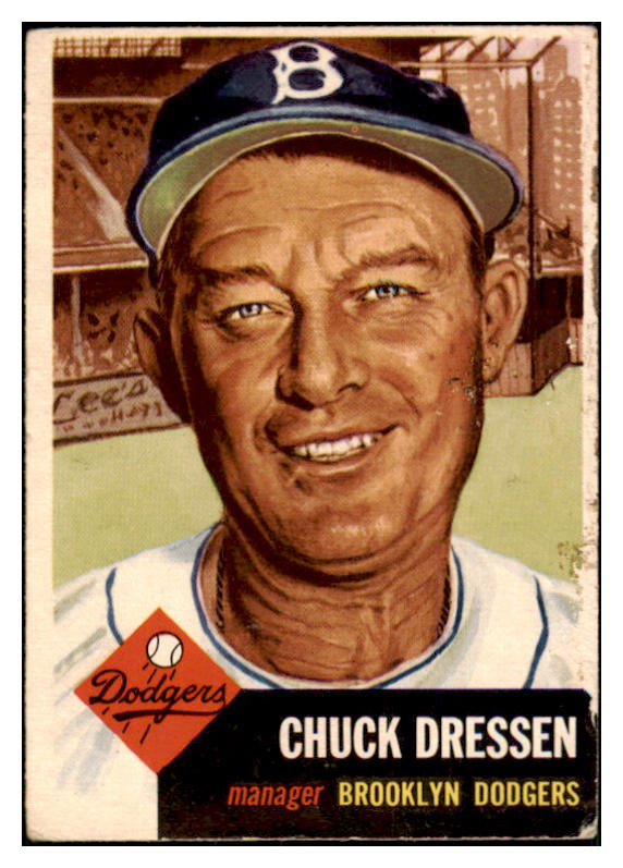 1953 Topps Baseball #050 Chuck Dressen Dodgers FR-GD 453251