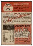 1953 Topps Baseball #072 Fred Hutchinson Tigers EX 453298