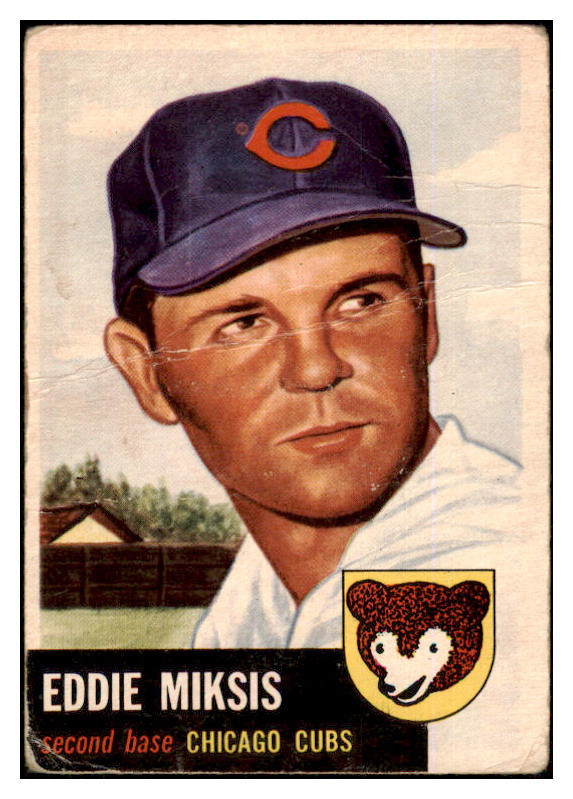 1953 Topps Baseball #039 Eddie Miksis Cubs FR-GD 453360