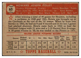 1952 Topps Baseball #063 Howie Pollet Pirates VG-EX Red 453524