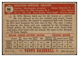 1952 Topps Baseball #090 Mickey Grasso Senators VG 453531