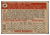 1952 Topps Baseball #069 Virgil Stallcup Reds GD-VG Red 453544