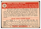 1952 Topps Baseball #145 Joe Haynes Senators GD-VG 453579