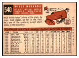 1959 Topps Baseball #540 Willie Miranda Orioles EX 453761