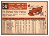 1959 Topps Baseball #540 Willie Miranda Orioles VG-EX 453764