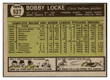 1961 Topps Baseball #537 Bobby Locke Indians EX+/EX-MT 454623