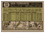 1961 Topps Baseball #558 Don Ferrarese Phillies VG 454707