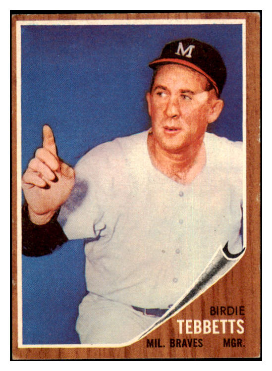 1962 Topps Baseball #588 Birdie Tebbetts Braves EX-MT 454950