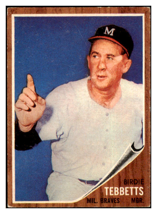 1962 Topps Baseball #588 Birdie Tebbetts Braves VG-EX 454951