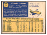 1970 Topps Baseball #674 Dave Leonhard Orioles EX-MT 455033