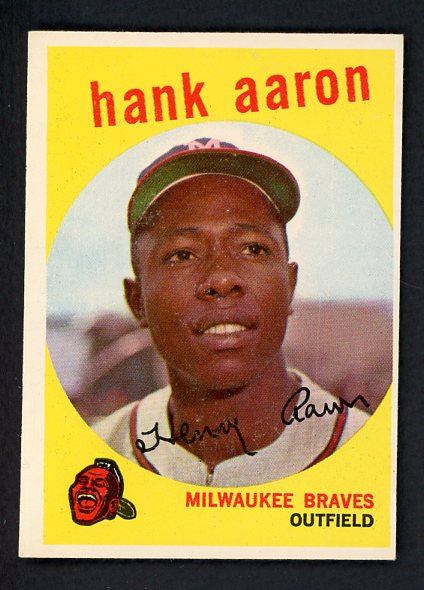 1959 Topps Baseball #380 Hank Aaron Braves EX-MT oc 455374