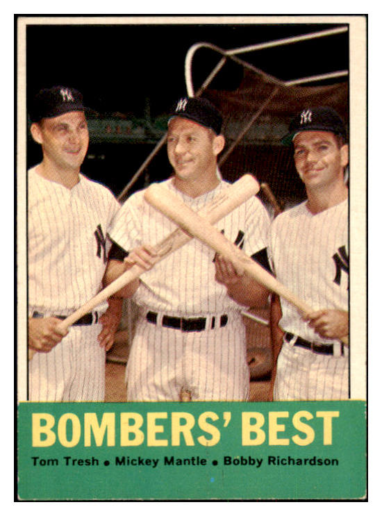 1963 Topps Baseball #173 Mickey Mantle Bobby Richardson EX-MT 455422