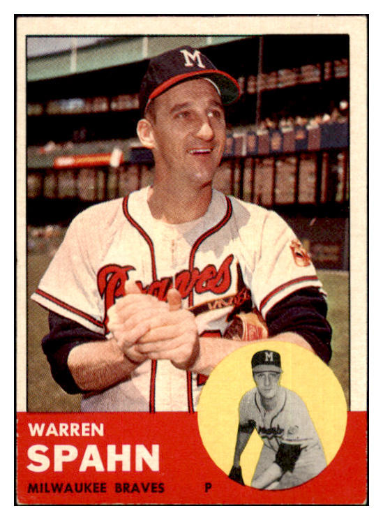 1963 Topps Baseball #320 Warren Spahn Braves EX 455432