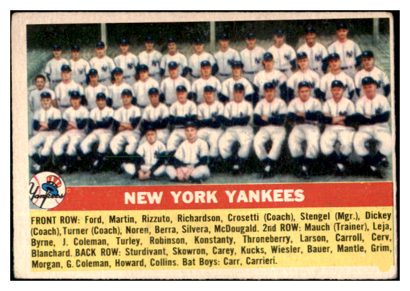 1956 Topps Baseball #251 New York Yankees Team Good 455537