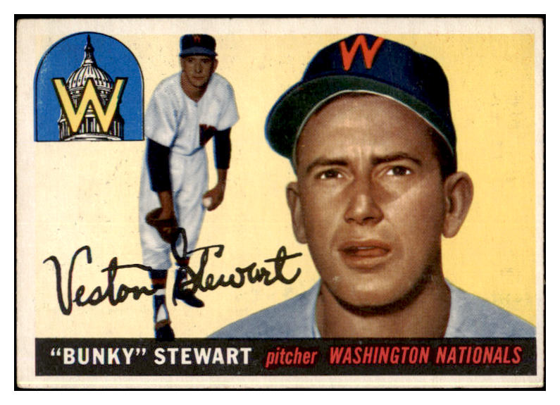 1955 Topps Baseball #136 Bunky Stewart Senators EX-MT 455557