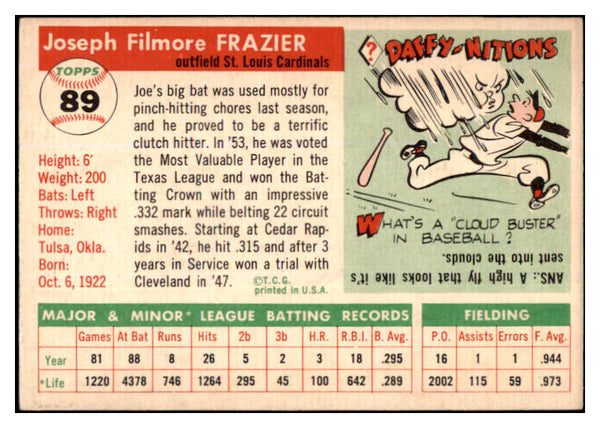 1955 Topps Baseball #089 Joe Frazier Cardinals EX-MT 455589
