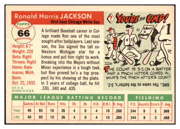 1955 Topps Baseball #066 Ron Jackson White Sox EX-MT 455602
