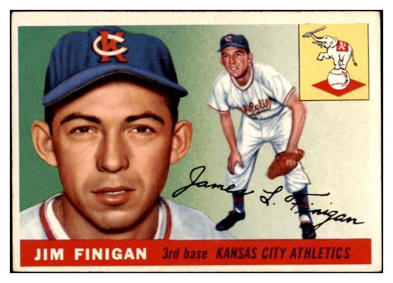 1955 Topps Baseball #014 Jim Finigan A's EX-MT 455639