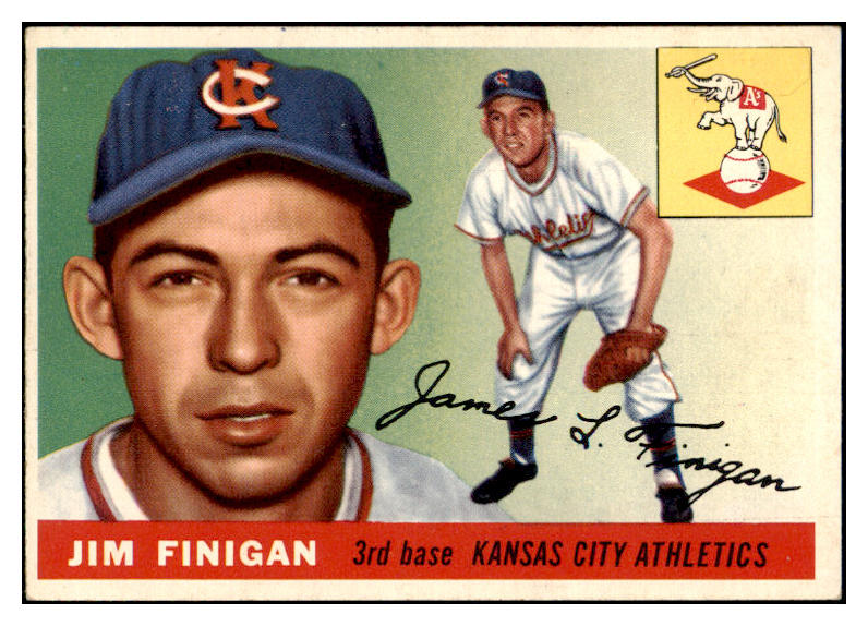 1955 Topps Baseball #014 Jim Finigan A's EX-MT 455640