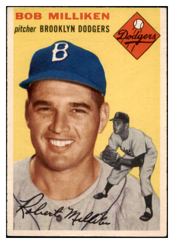 1954 Topps Baseball #177 Bob Milliken Dodgers EX-MT 455842