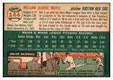 1954 Topps Baseball #144 Bill Werle Red Sox EX-MT 455887