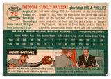 1954 Topps Baseball #078 Ted Kazanski Phillies EX-MT 456005