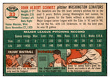 1954 Topps Baseball #033 Johnny Schmitz Senators EX-MT 456076