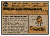 1960 Topps Baseball #445 Warren Spahn Braves EX 456144