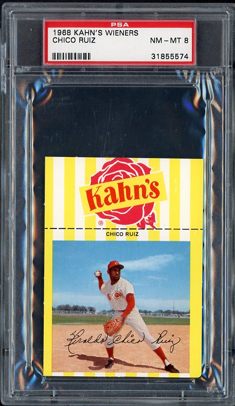1968 Kahns Baseball Chico Ruiz Reds PSA 8 NM/MT 456395