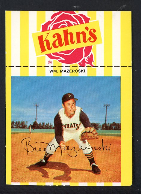1968 Kahns Baseball Bill Mazeroski Pirates NR-MT 456449