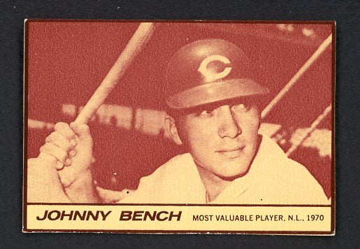 1971 Milk Duds #002 Johnny Bench Reds GD-VG ink back Panel 456520