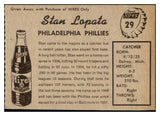 1958 Hires #029 Stan Lopata Phillies NR-MT No Tab 456564