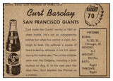1958 Hires #070 Curt Barclay Giants NR-MT No Tab 456573