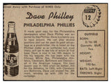 1958 Hires #012 Dave Philley Phillies EX-MT No Tab 456576