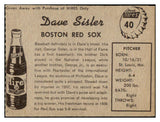 1958 Hires #040 Dave Sisler Red Sox EX-MT No Tab 456581