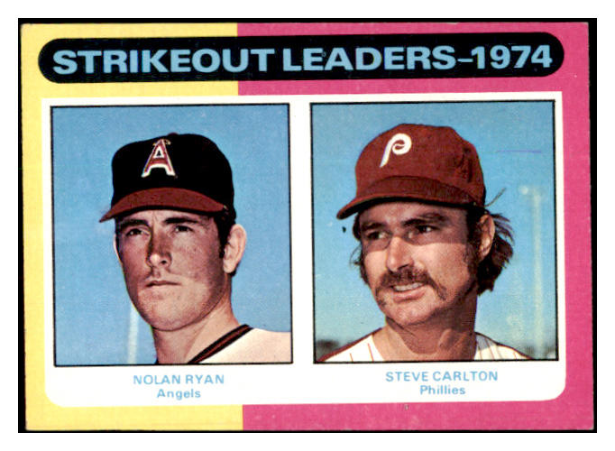 1975 Topps Mini Baseball #312 Strike Out Leaders Nolan Ryan EX-MT 456627