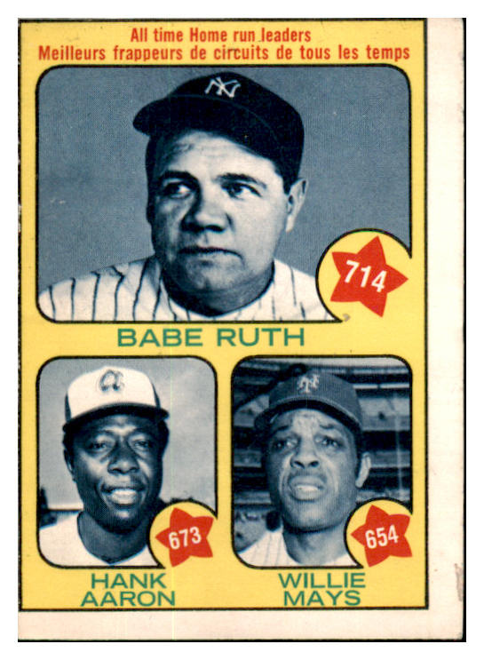 1973 O Pee Chee Baseball #001 Hank Aaron Babe Ruth Willie Mays NR-MT oc 456727