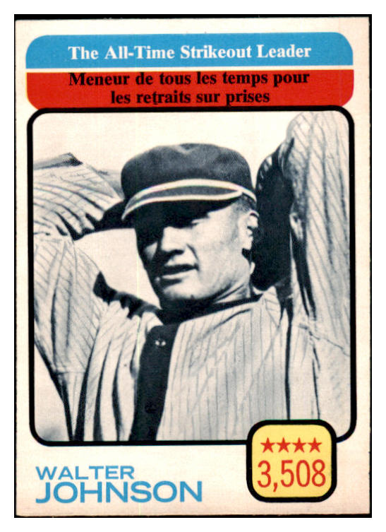 1973 O Pee Chee Baseball #478 Walter Johnson Senators NR-MT 456751