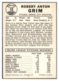 1960 Leaf Baseball #010 Bob Grim A's NR-MT 457832