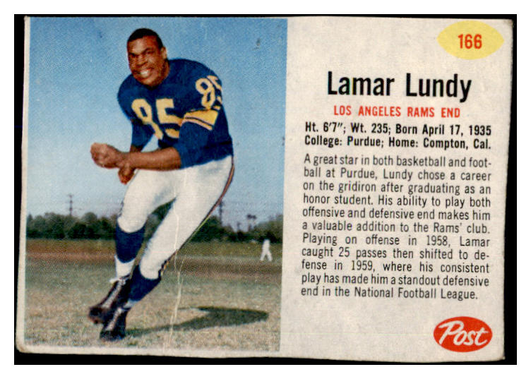 1962 Post Football #166 Lamar Lundy Rams GD-VG 457944