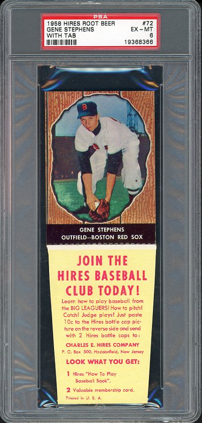1958 Hires #072 Gene Stephens Red Sox PSA 6 EX-MT w/Tab 458253