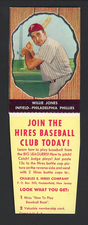 1958 Hires #060 Willie Jones Phillies NR-MT w/Tab 458257