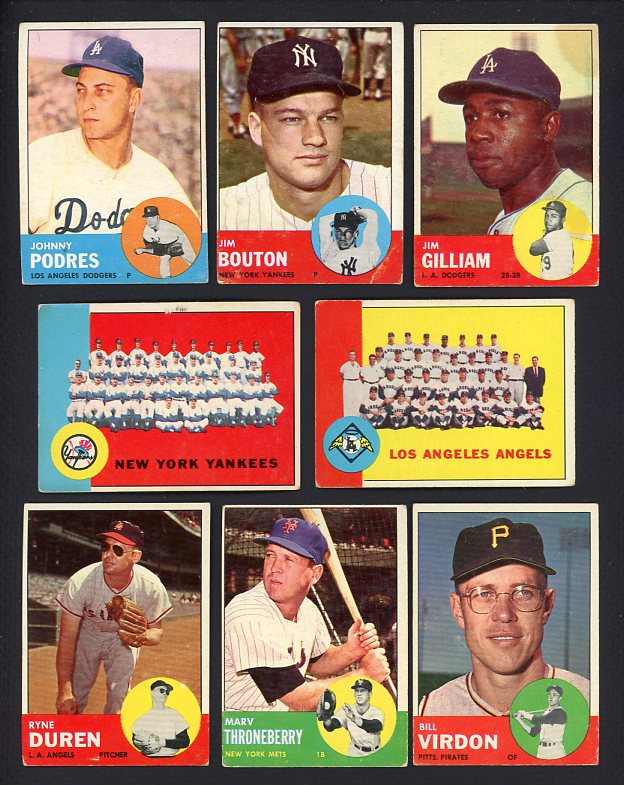 1963 Topps Set Lot 55 Diff VG Bouton Gilliam Throneberry 458391