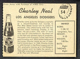 1958 Hires #054 Charlie Neal Dodgers EX-MT No Tab 458443