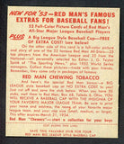 1953 Red Man #019AL Bob Porterfield Senators EX-MT w/Tab 459983